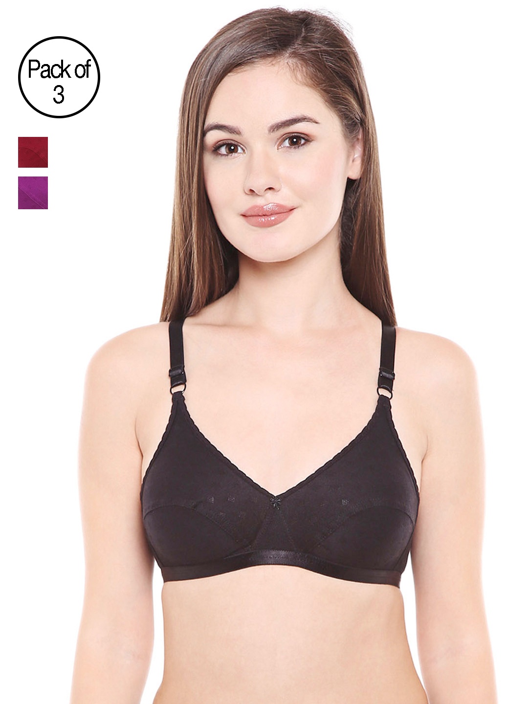 

Bodycare Multicoloured Solid Non-Wired Non Padded Everyday Bra, Multi