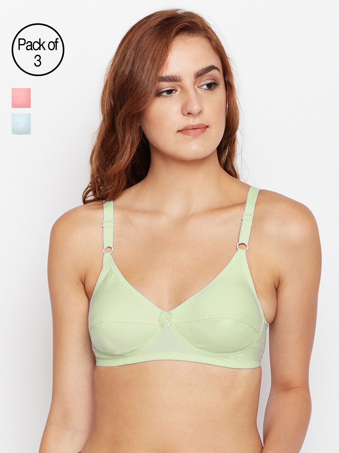

Bodycare Women Pack of 3 Solid Everyday Bra E5518LESKPE, Green