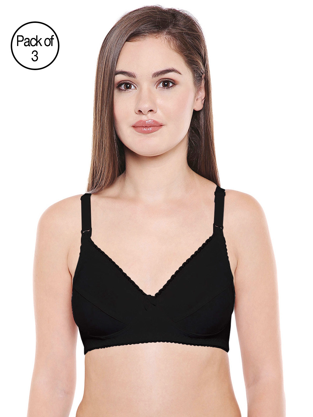 

Bodycare Women Pack of 3 Black Solid Maternity Bra 1523B