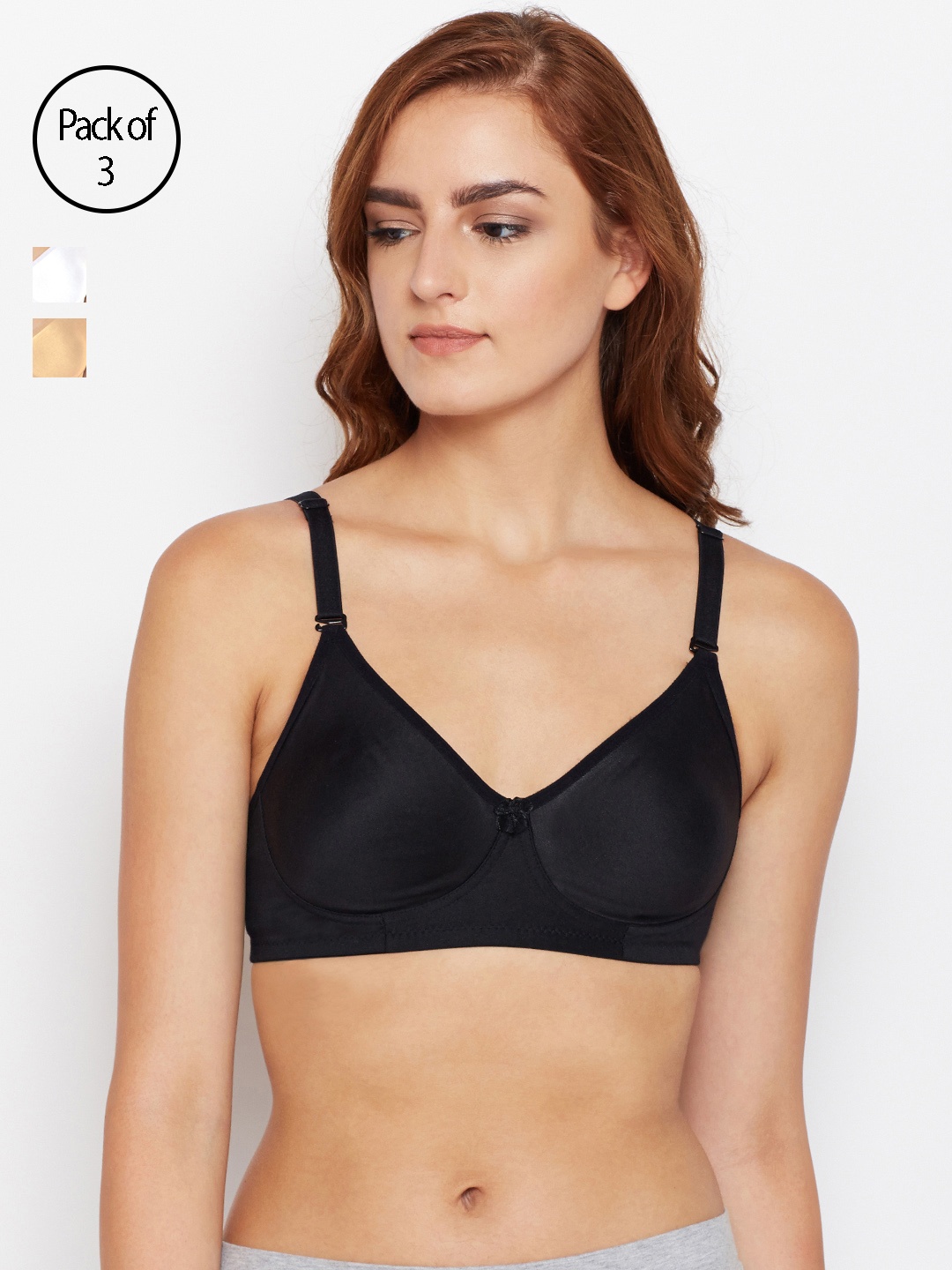 

Bodycare Women Pack of 3 Black, Beige & White T-shirt Bra E6580BSW