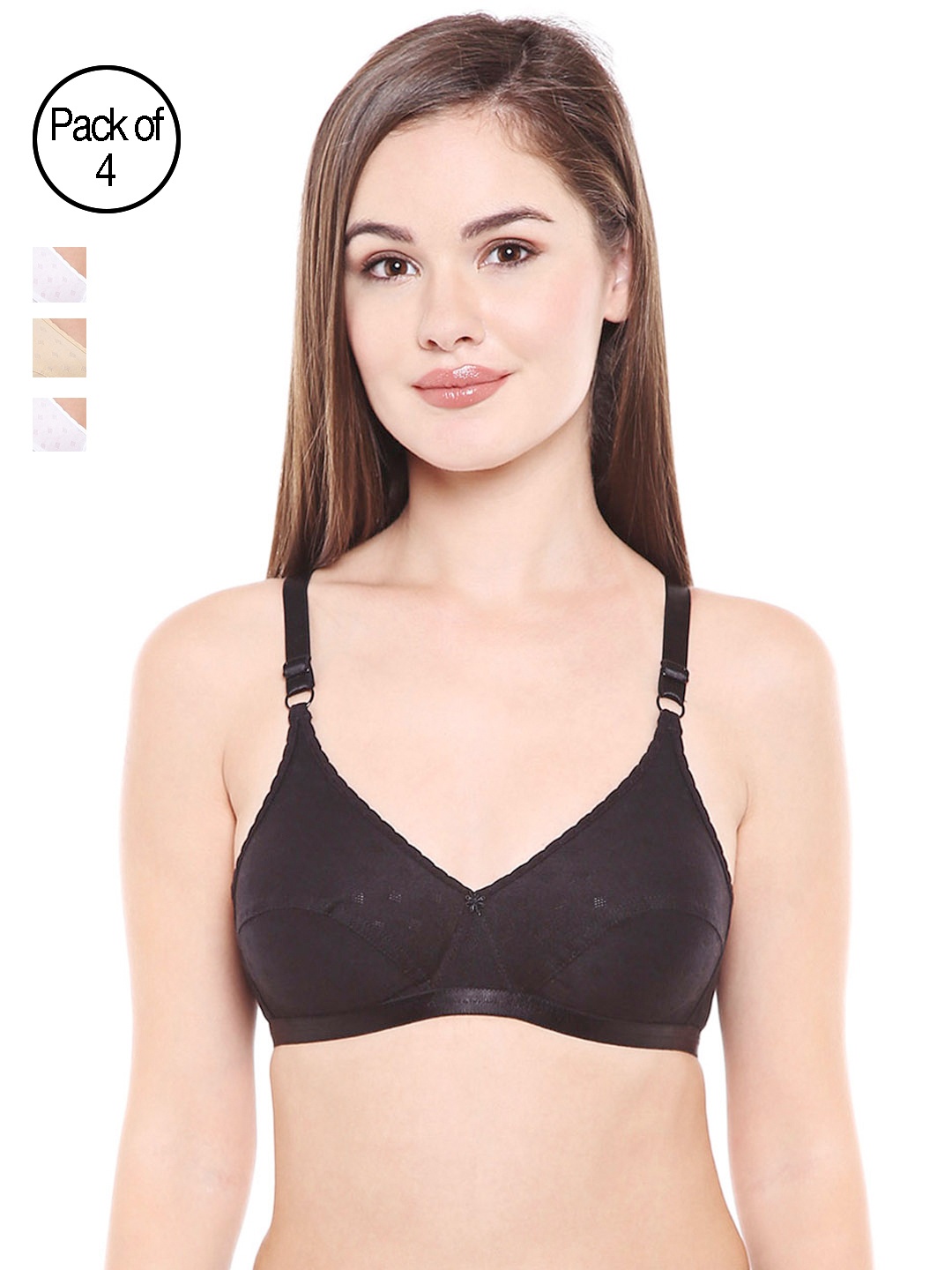 

Bodycare Women Pack of 4 Solid Everyday Bra E1507BSWW, Black