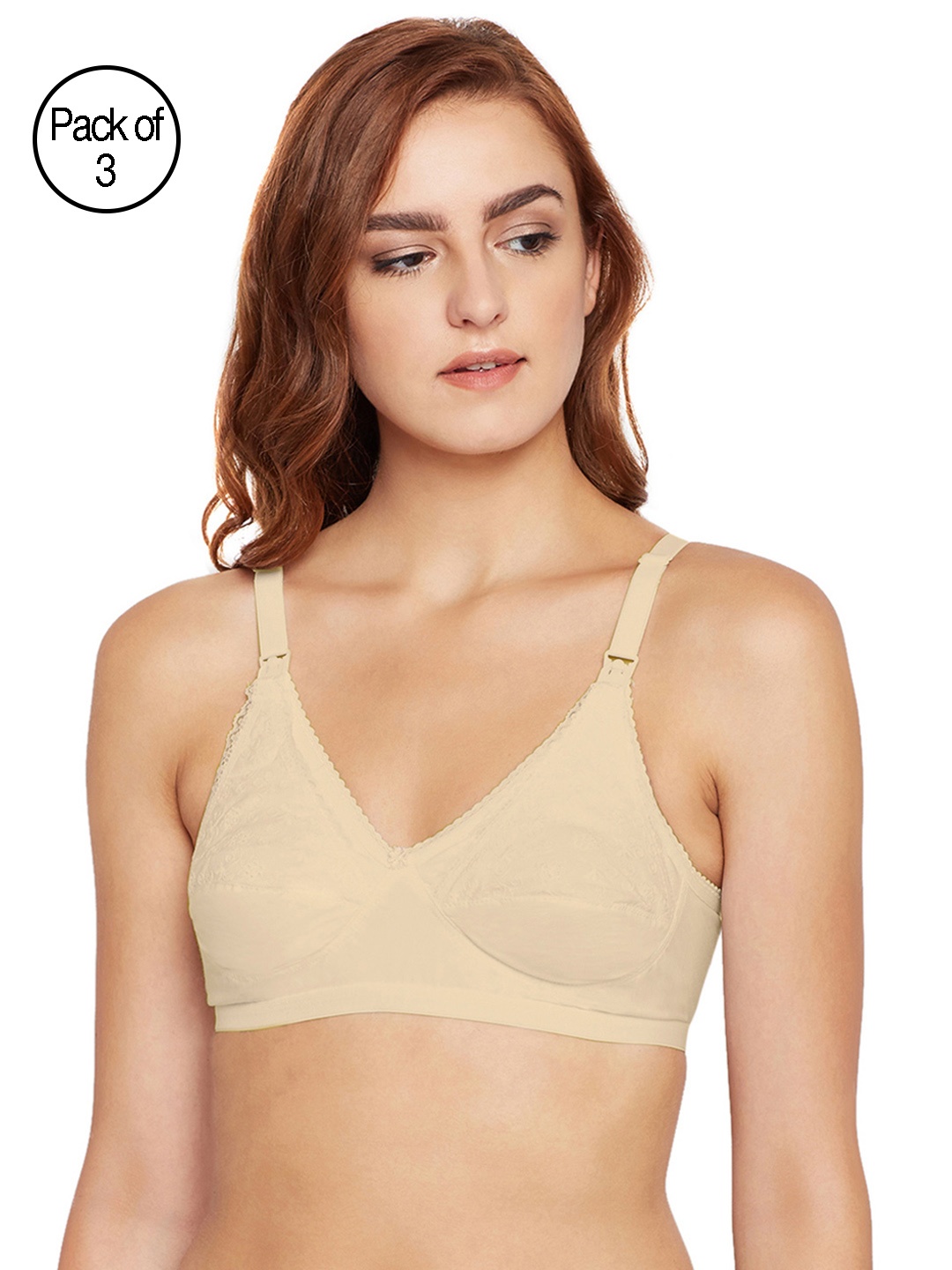 

Bodycare Women Pack of 3 Beige Self Design Maternity Bra 5539S