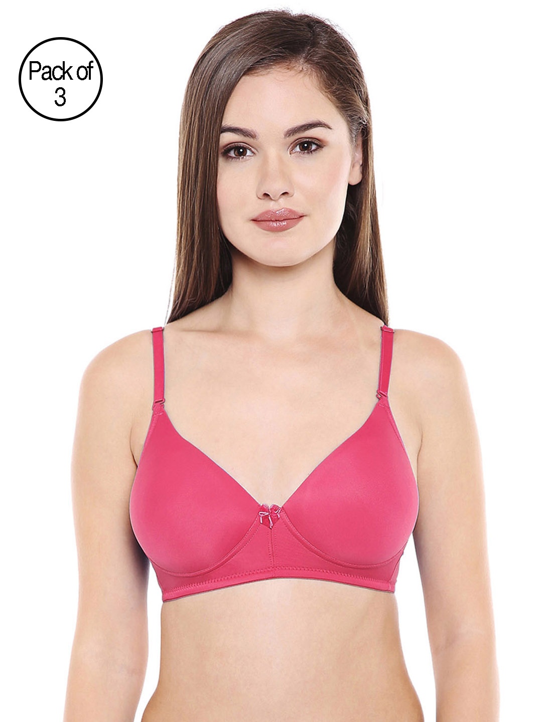 

Bodycare Women Pack of 3 Coral Pink Solid T-shirt Bra 6565CO