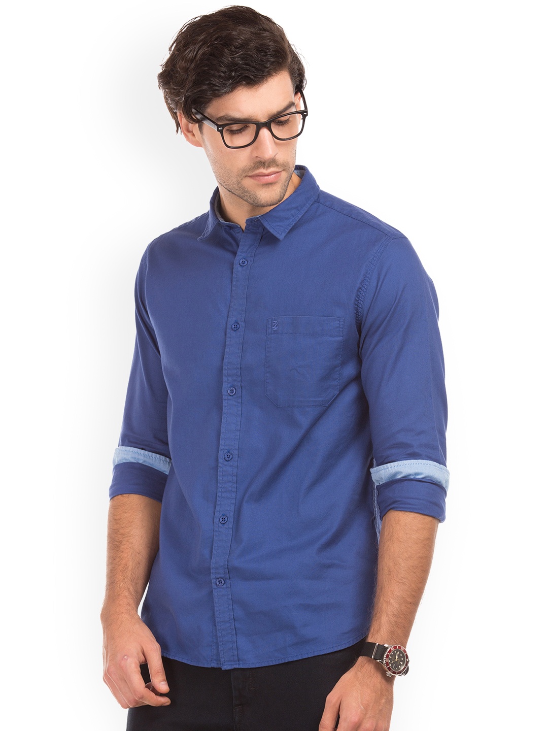 

IZOD Men Blue Slim Fit Solid Casual Shirt