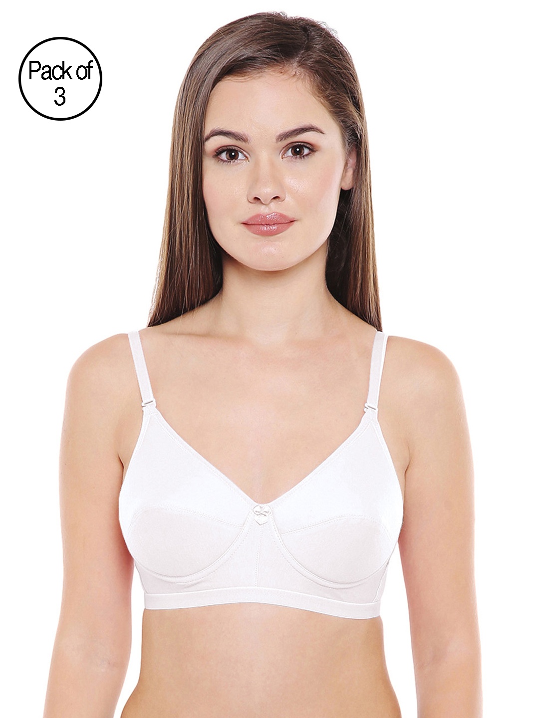 

Bodycare Women Pack of 3 White Solid T-shirt Bra 1574W