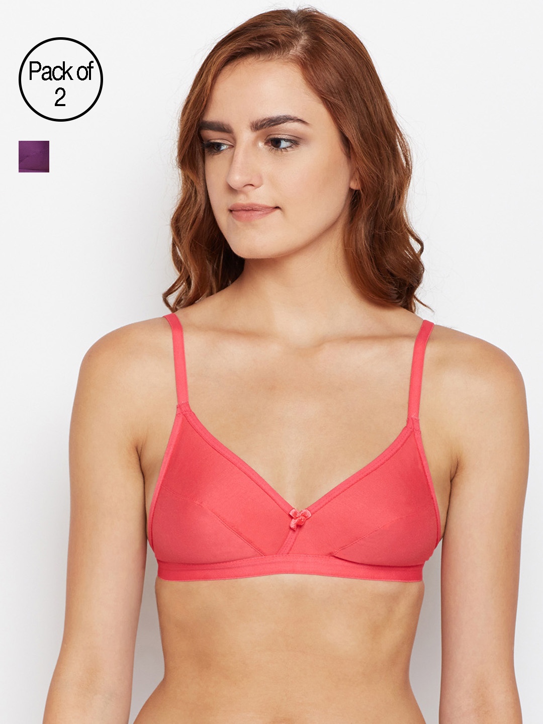 

Bodycare Women Pack of 3 Peach, Red & Purple Solid Everyday Bra E1524COREWI