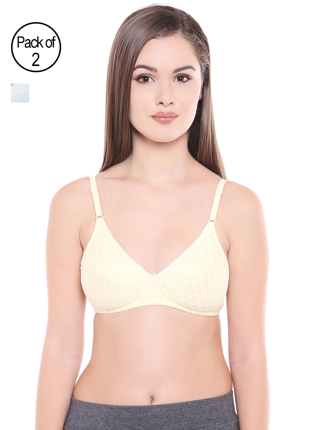 

Bodycare Women Pack of 2 Yellow & Blue Everyday Bras E1522LESK