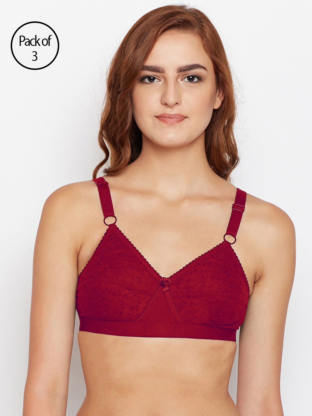 

Bodycare Women Pack of 3 Red Everyday Bra 5586RED