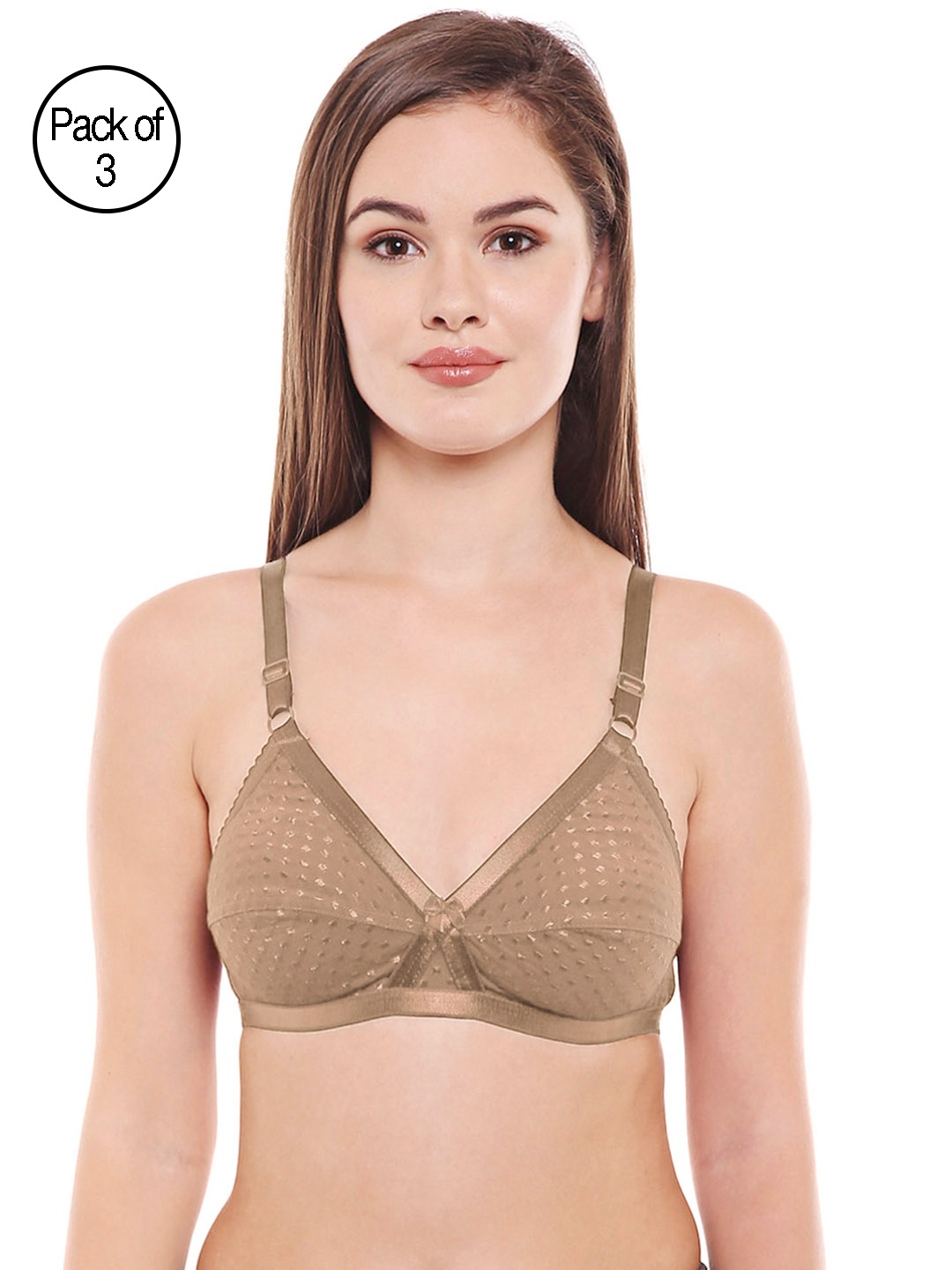 

Bodycare Women Pack of 3 Beige Solid Everyday Bra 1528S