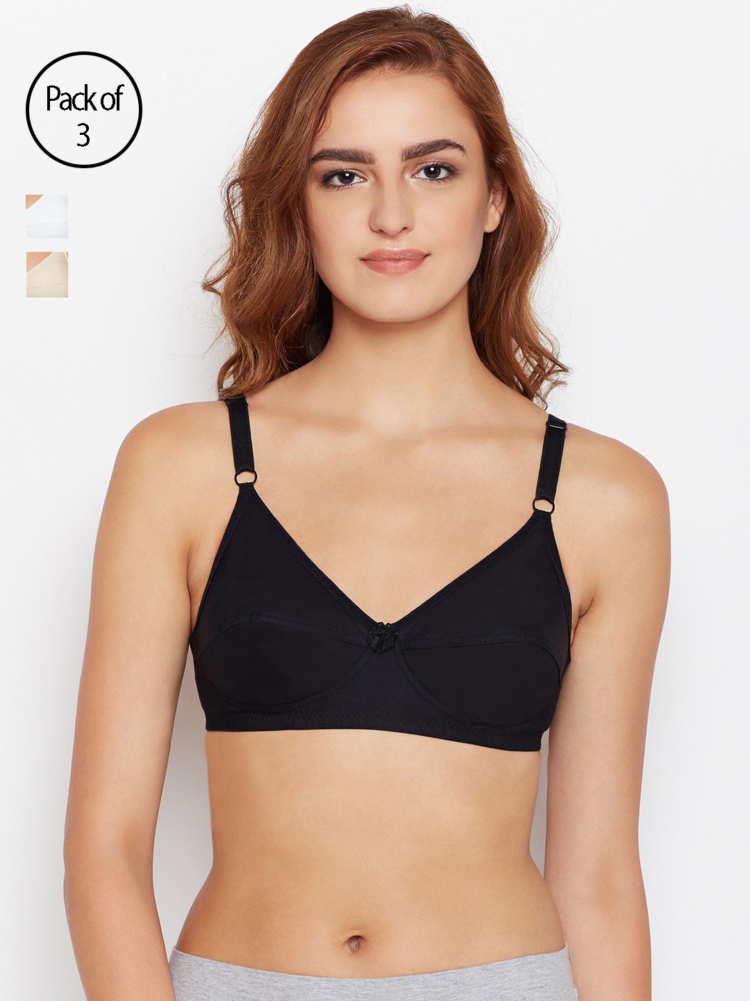

Bodycare Women Pack of 3 Black, Beige & White Everyday Bra E6578BSW
