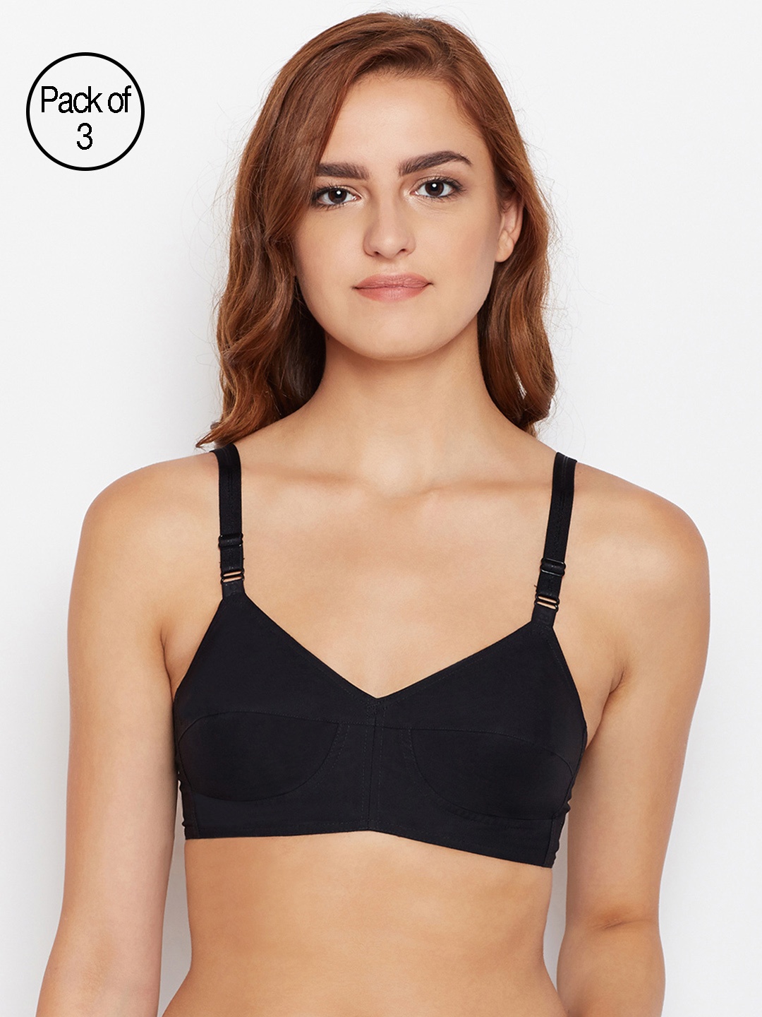 

Bodycare Women Pack of 3 Black Solid T-shirt Bra STHRT