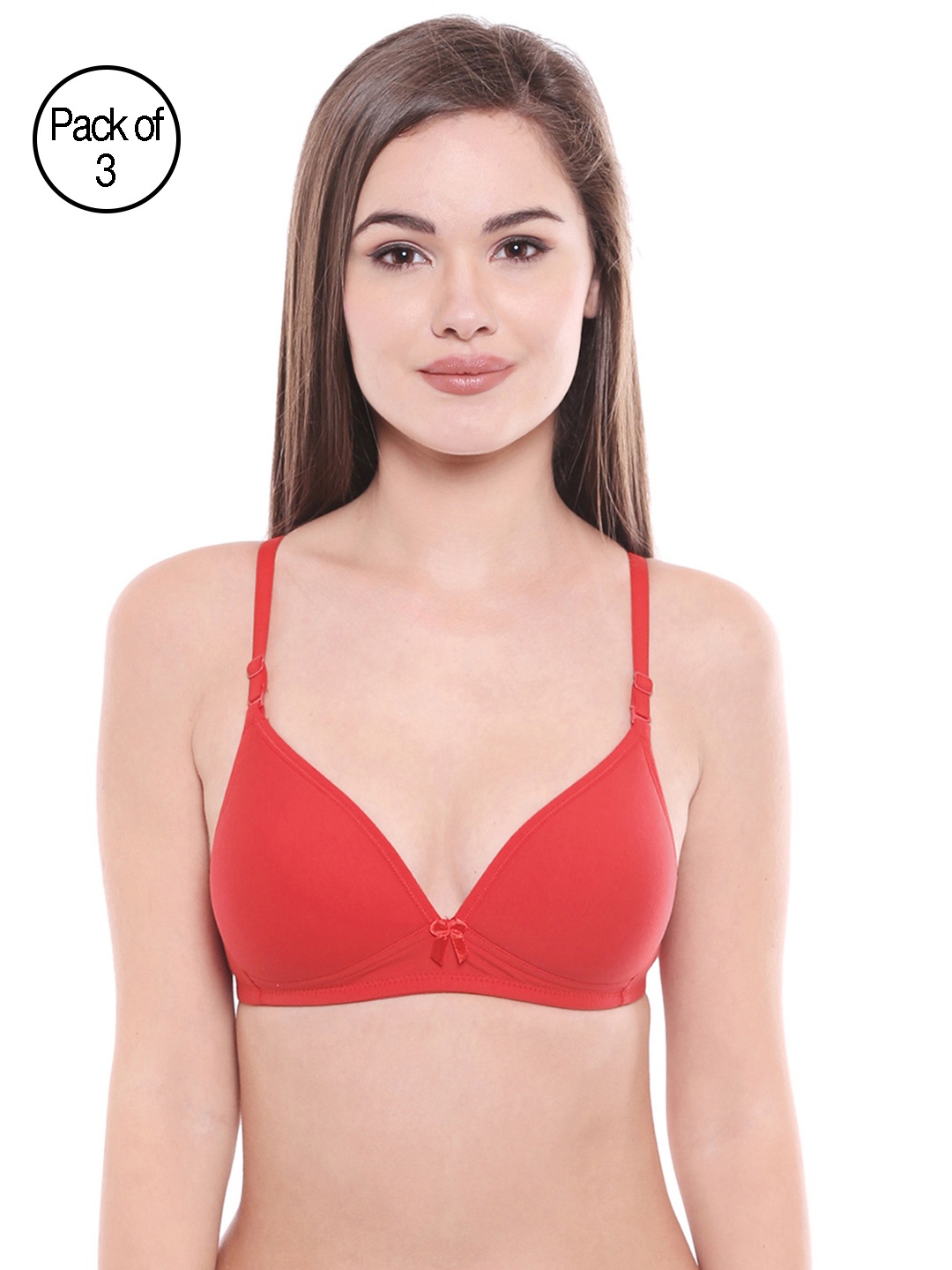 

Bodycare Women Pack of 3 Coral Orange Solid T-shirt Bra 6552CORAL