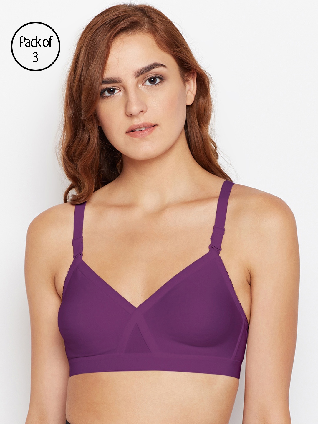 

Bodycare Women Pack of 3 Purple Solid T-shirt Bra 5589WI