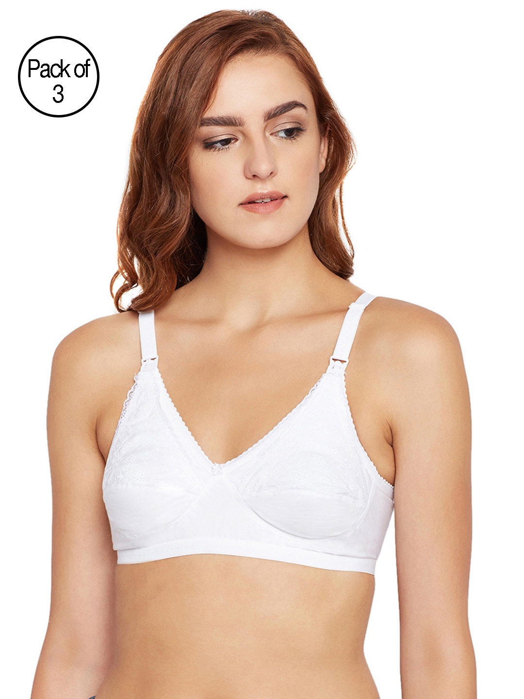 

Bodycare Women Pack of 3 White Self Design Maternity Bra 5539W