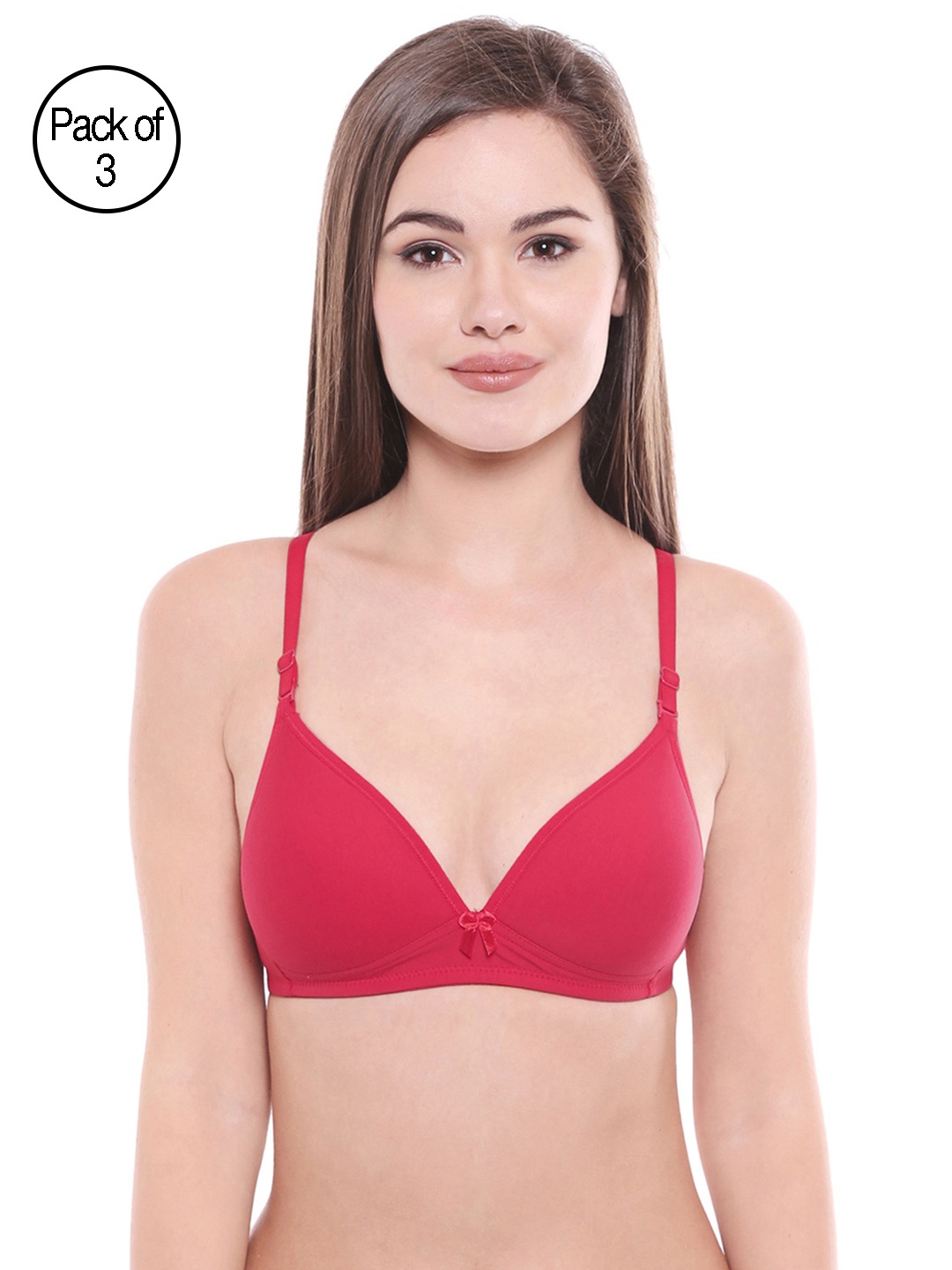 

Bodycare Women Pack of 3 Red Solid T-shirt Bra 6552RANI