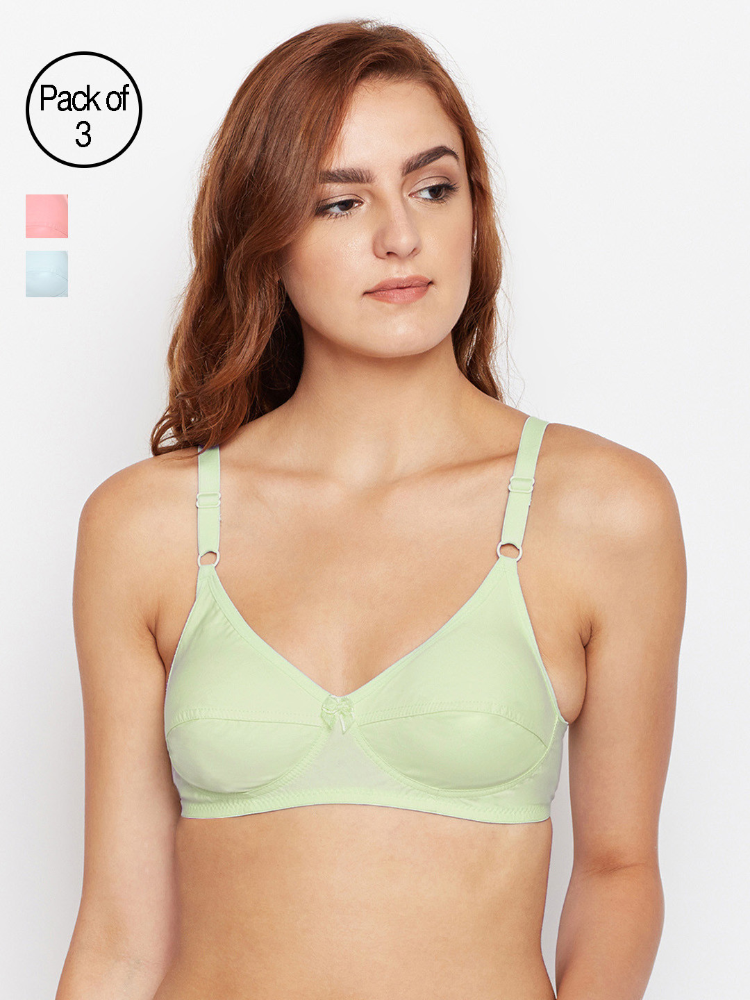 

Bodycare Women Pack of 3 Solid Everyday Bra E5518LESKPE, Yellow