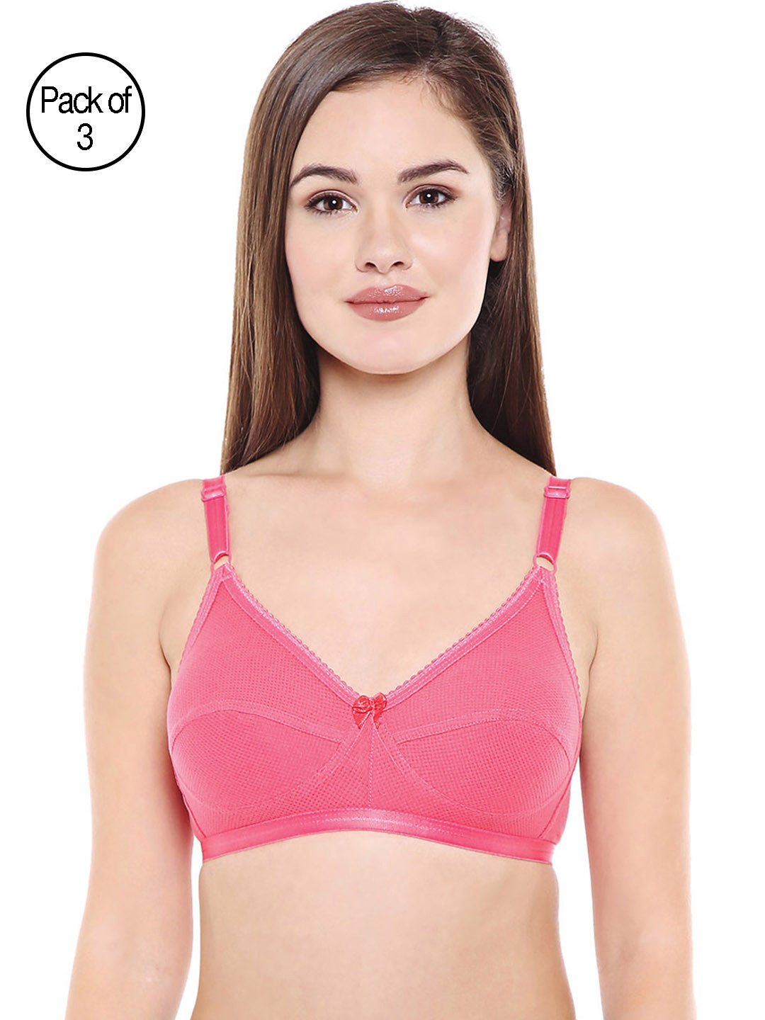 

Bodycare Pack of 3 Assorted Solid Non-Wired Non Padded Everyday Bra CD1517CO, Pink