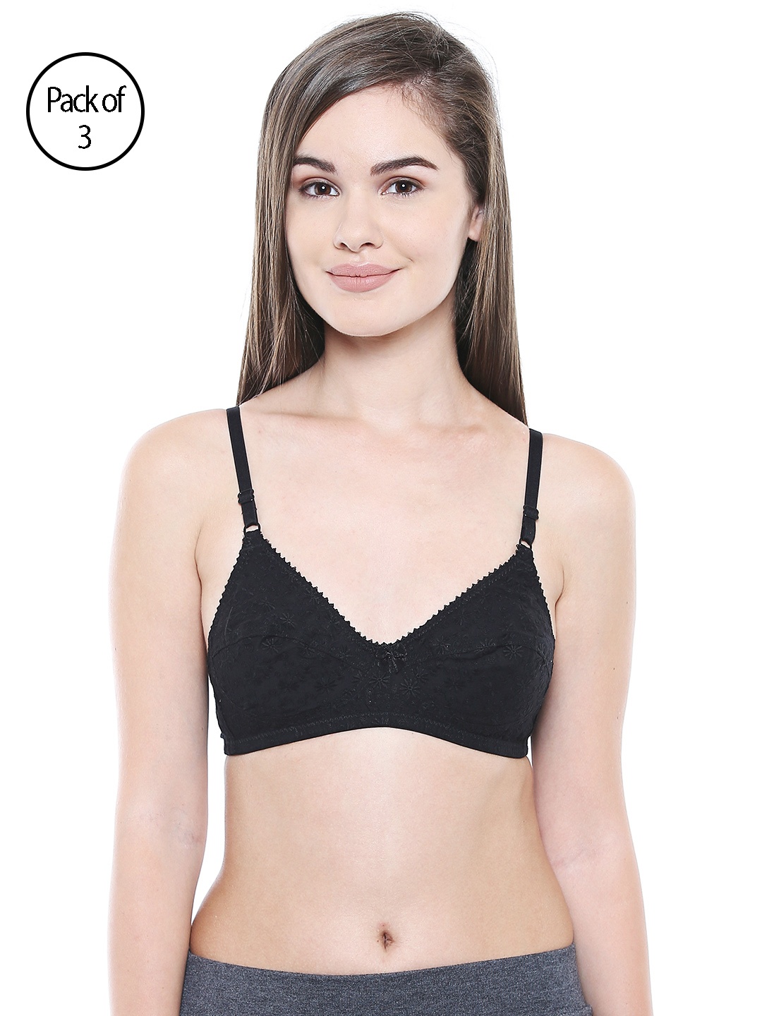 

Bodycare Women Pack of 3 Black Everyday Bra 5509B