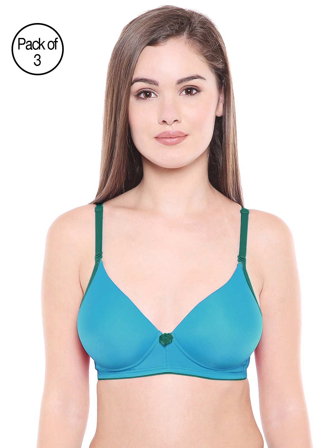 

Bodycare Pack of 3 Solid Non-Wired Heavily Padded Push-Up Bra 6568PCK, Blue
