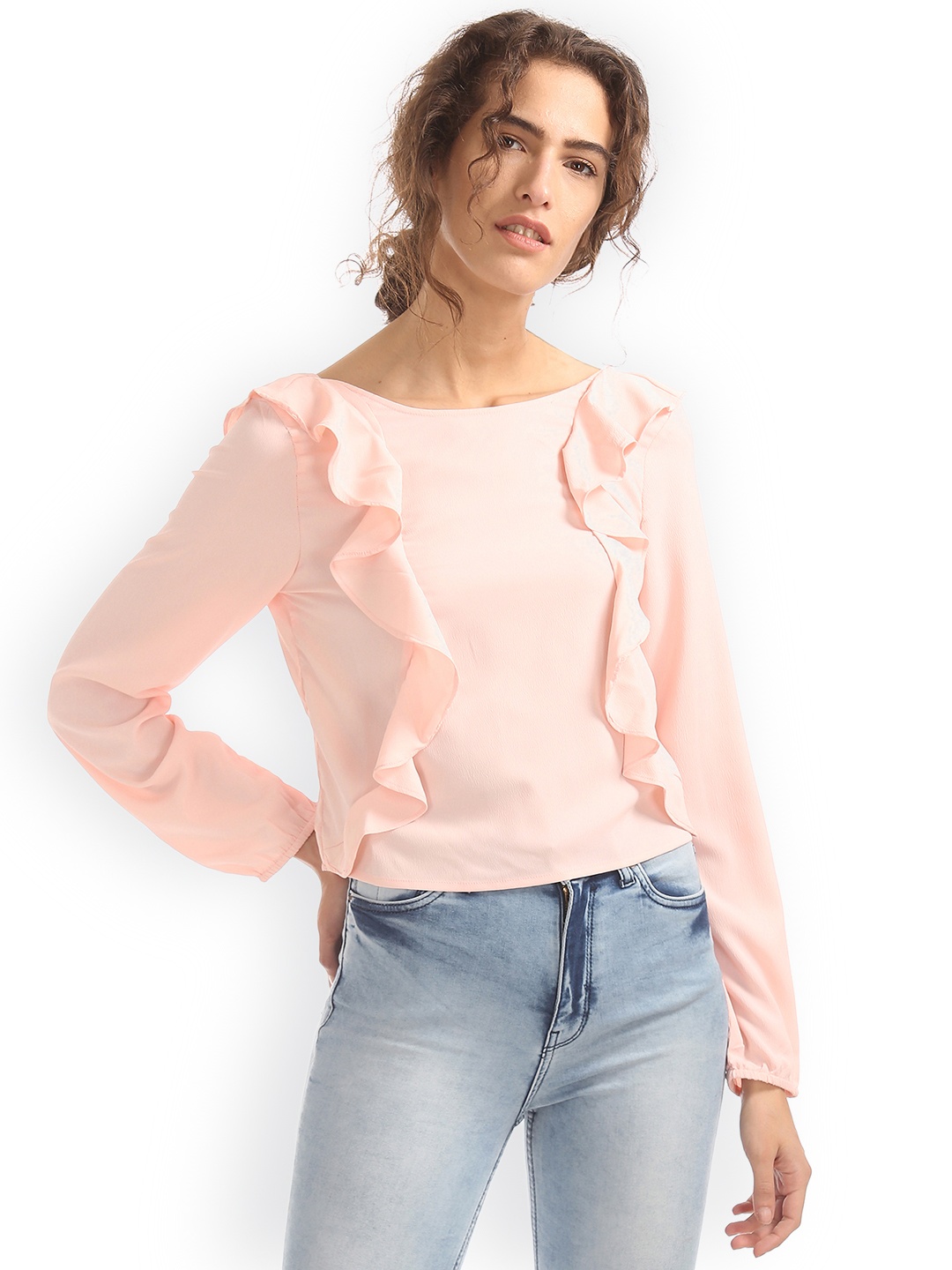 

Aeropostale Women Pink Solid Styled Back Top