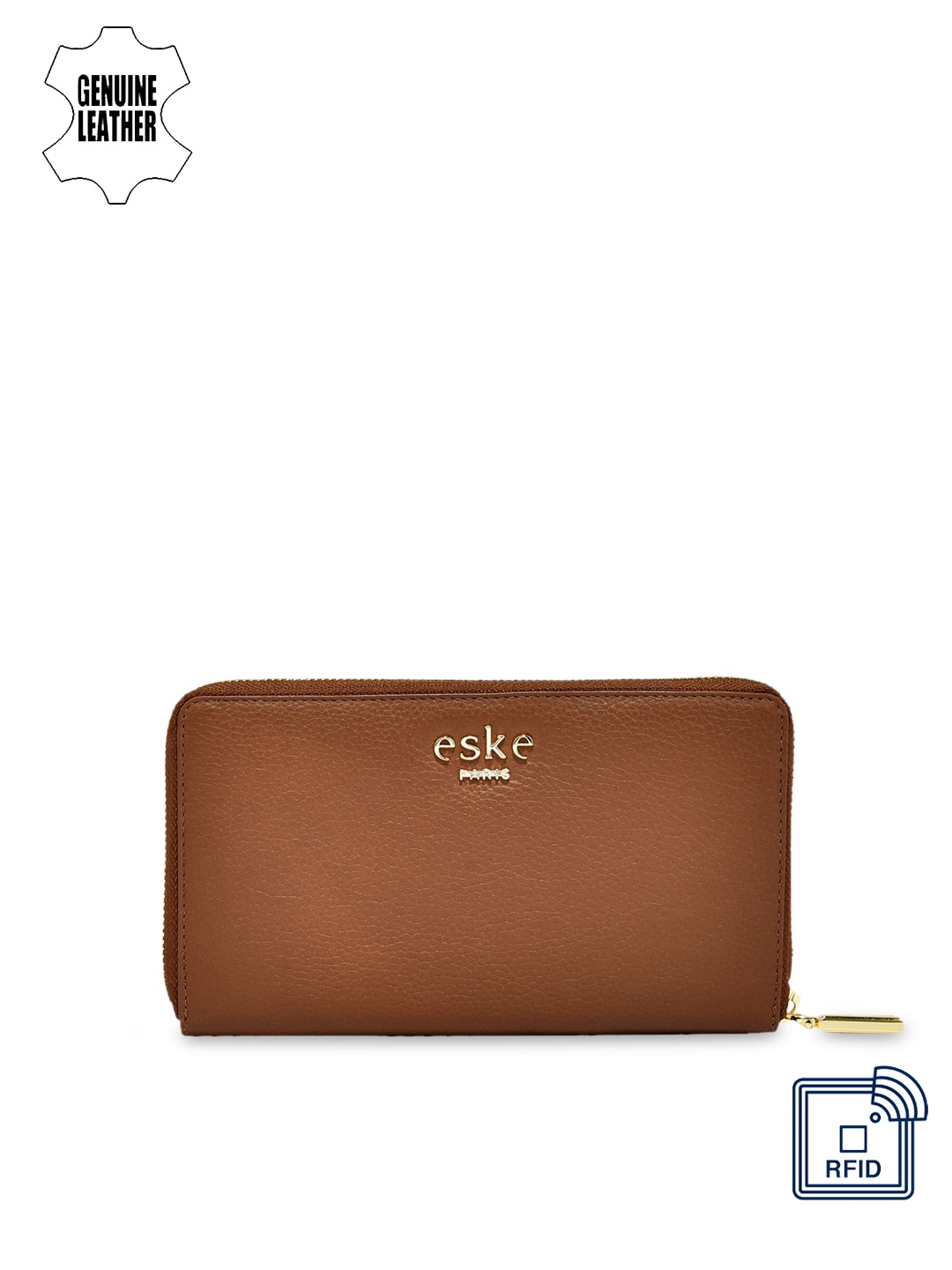 

Eske Women Brown Solid Zip Around Wallet