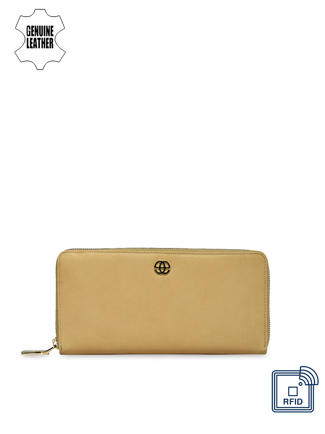 

Eske Women Beige Solid Two Fold Leather Wallet