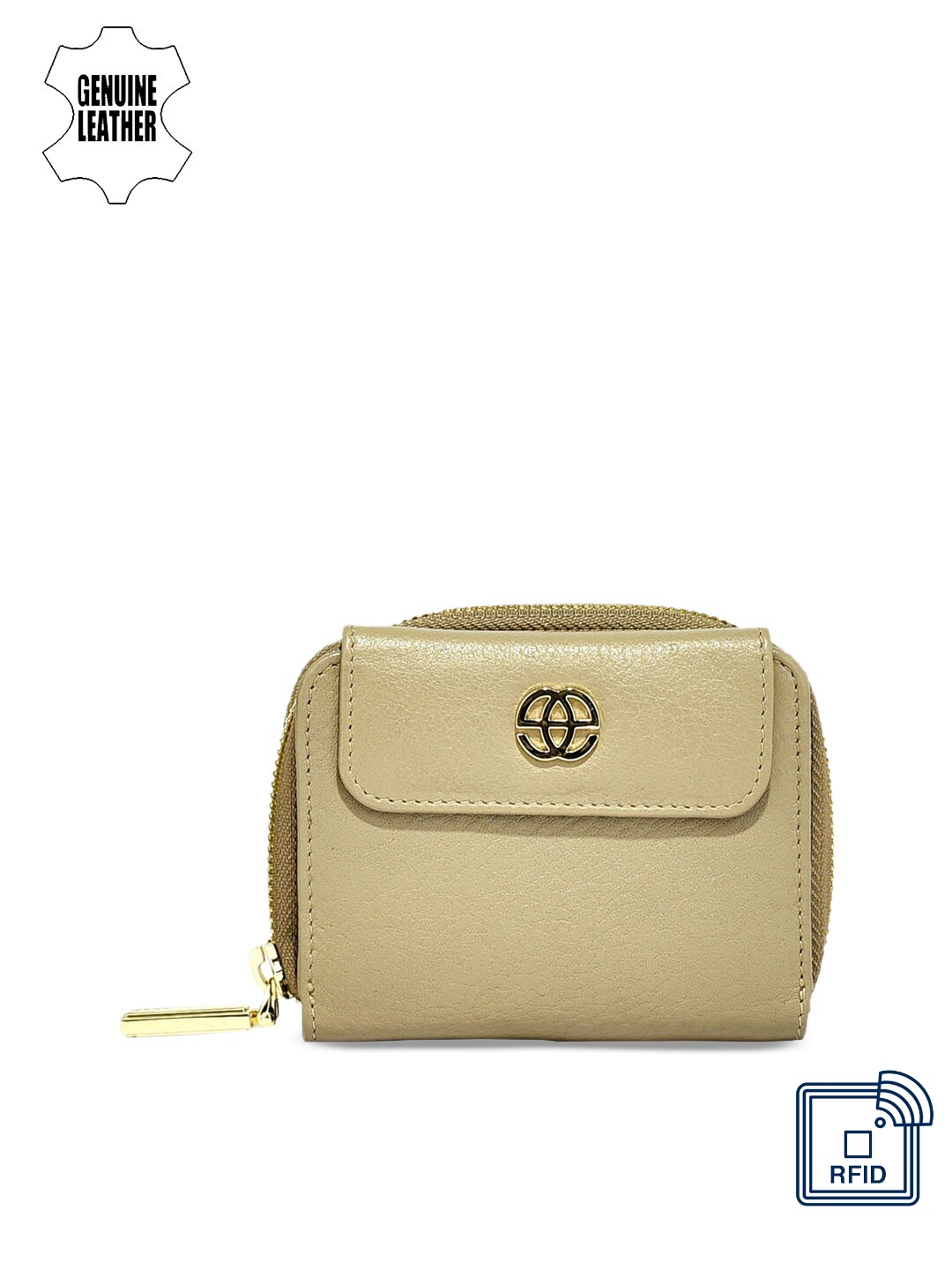 

Eske Women Beige Solid Zip Around Wallet