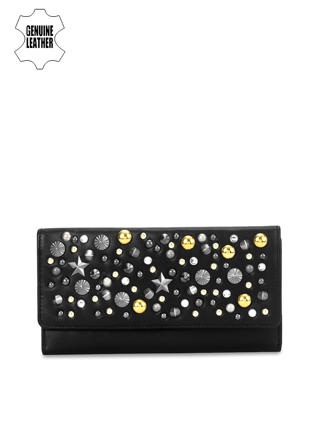 

Eske Women Black Embellished Leather Card Holder