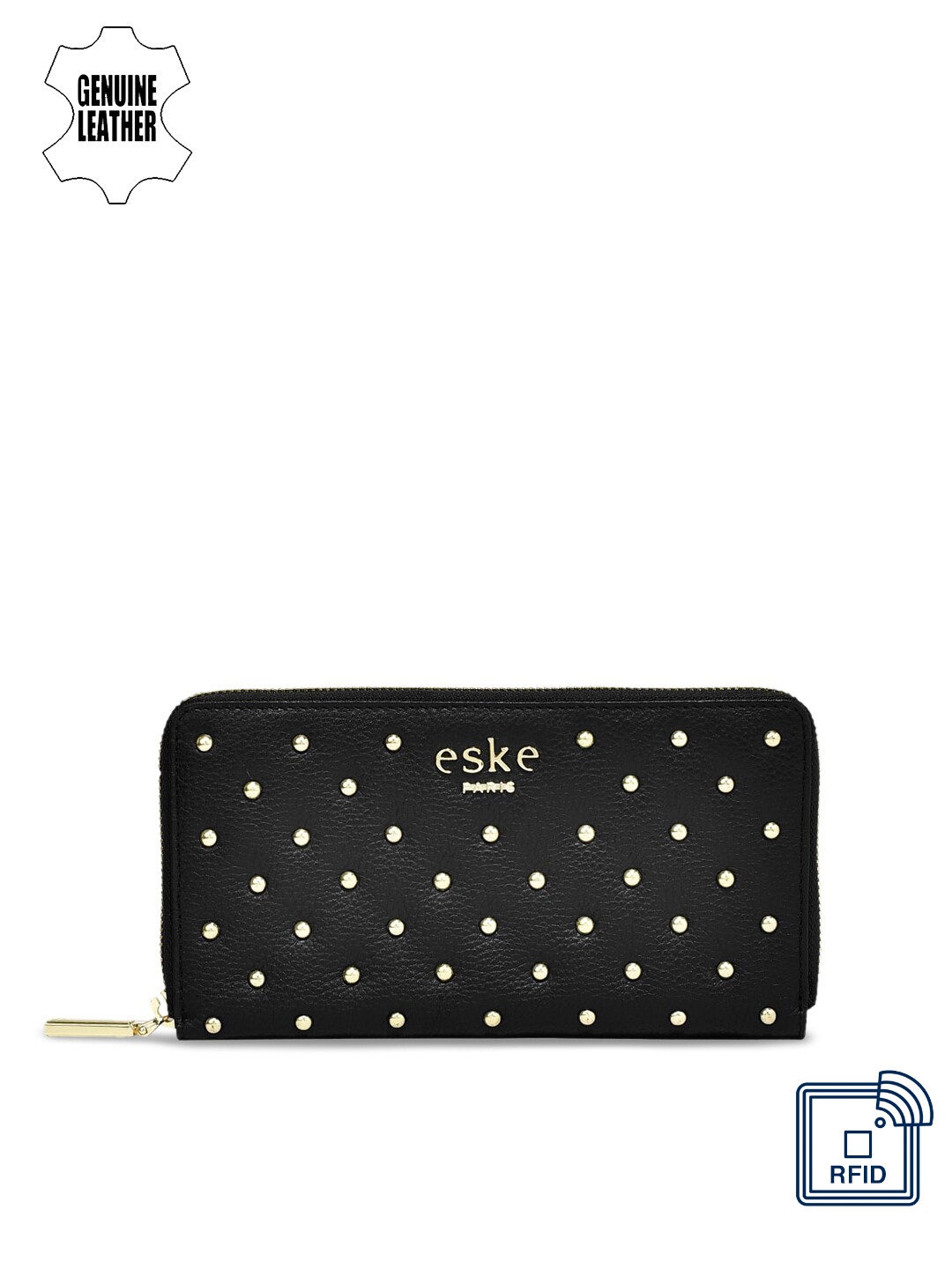 

Eske Women Black Embellished Zip Around Wallet