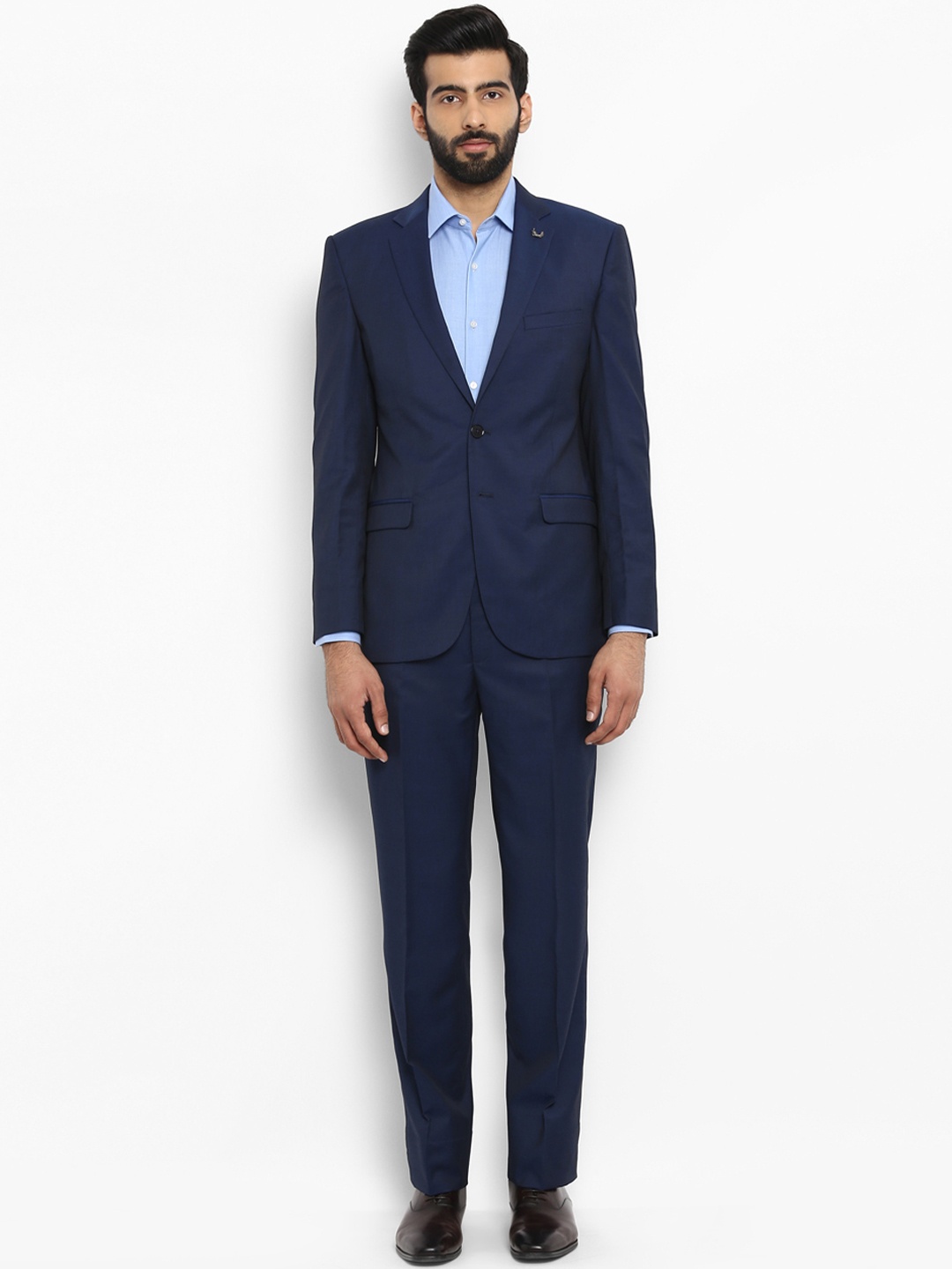 

Raymond Men Blue Solid Single-Breasted Formal Suit