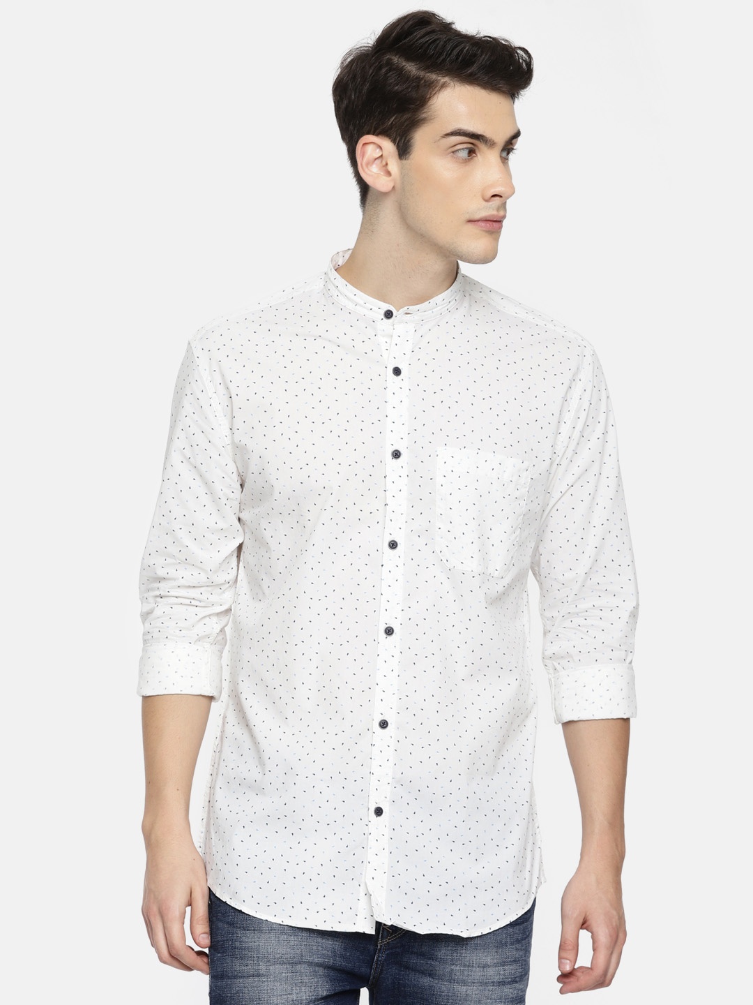 

Nature Casuals Men White Slim Fit Printed Casual Shirt