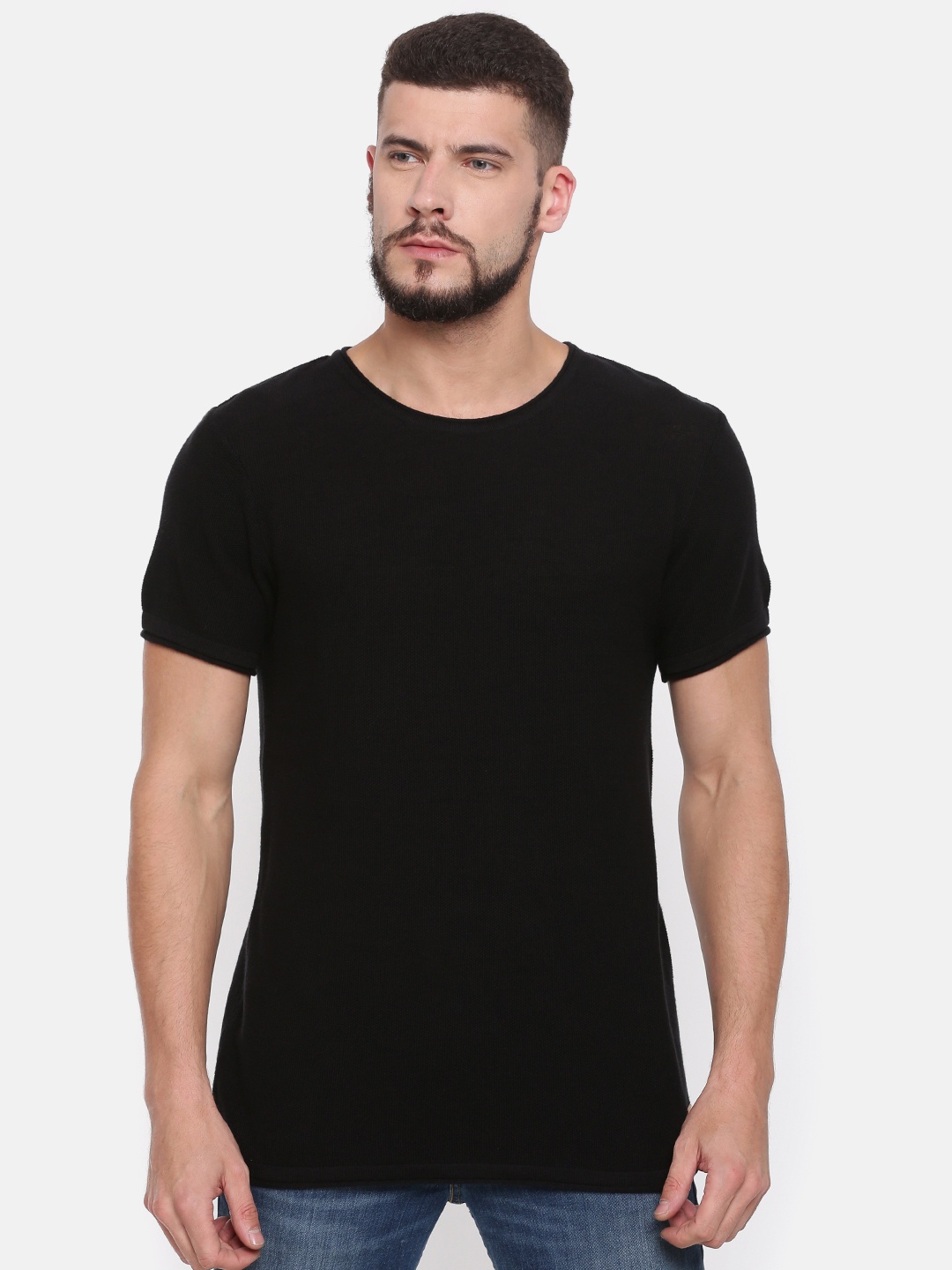 

Ed Hardy Men Black Solid Round Neck Pure Cotton T-shirt