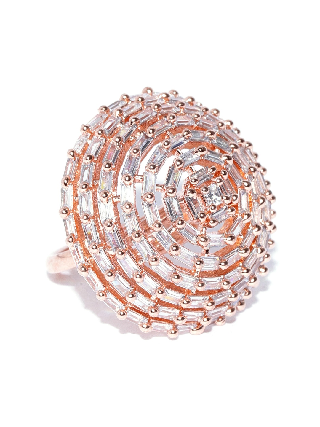 

Zaveri Pearls Rose Gold-Plated CZ Stone-Studded Adjustable Finger Ring