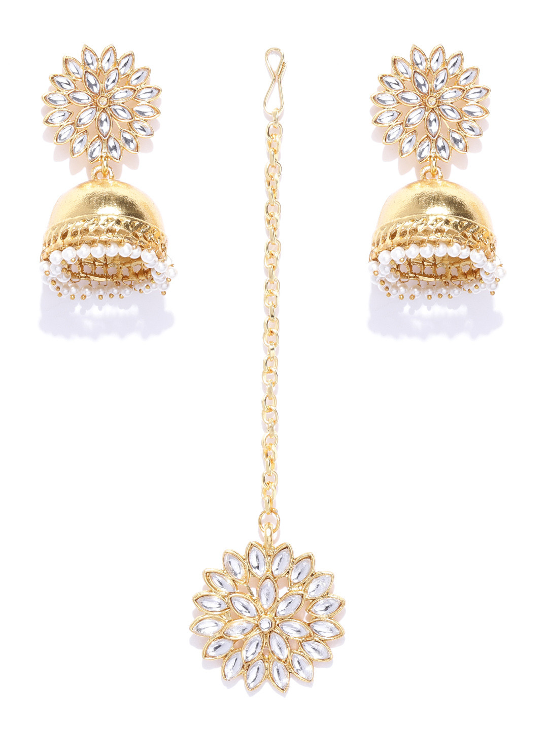 

Zaveri Pearls Off-White Gold-Plated Kundan-Studded Jewellery Set