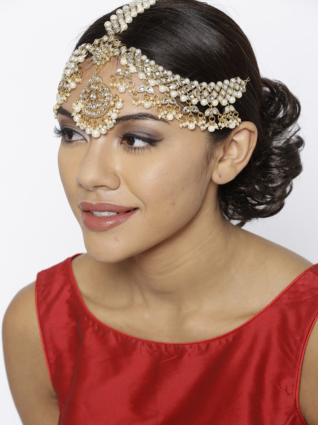 

Zaveri Pearls Off-White Gold-Plated Kundan-Studded Matha Patti