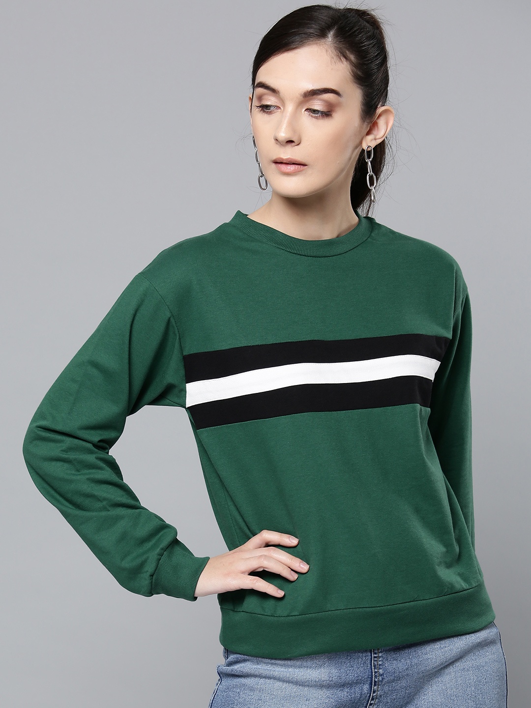 

Harpa Women Green Solid Sweatshirt