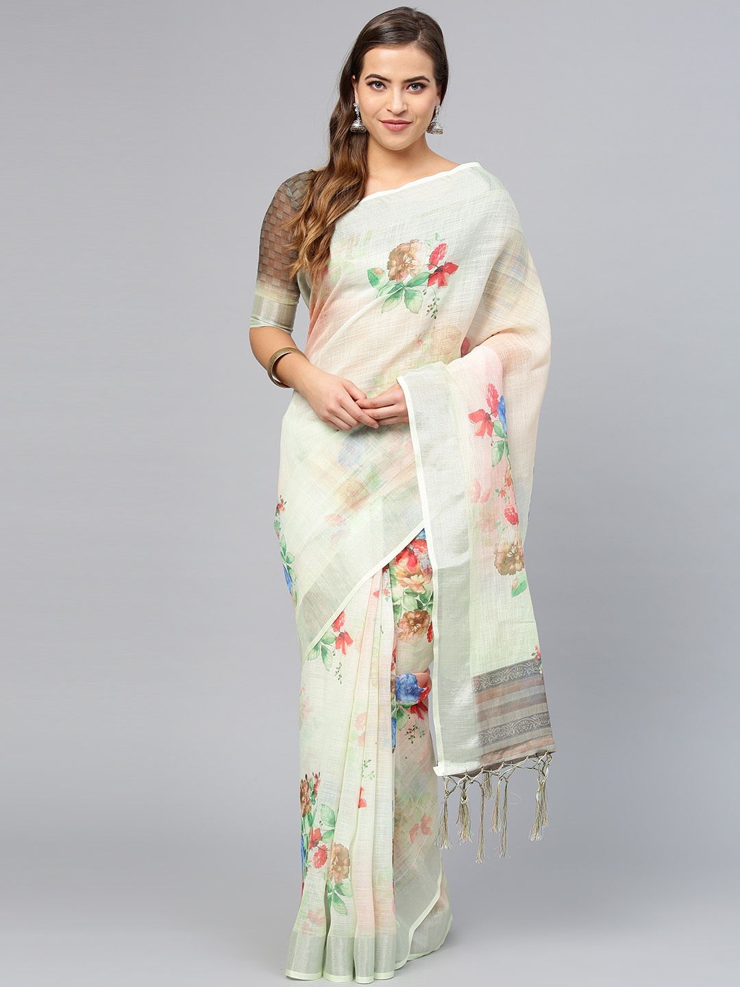 

Saree mall Green Printed Saree