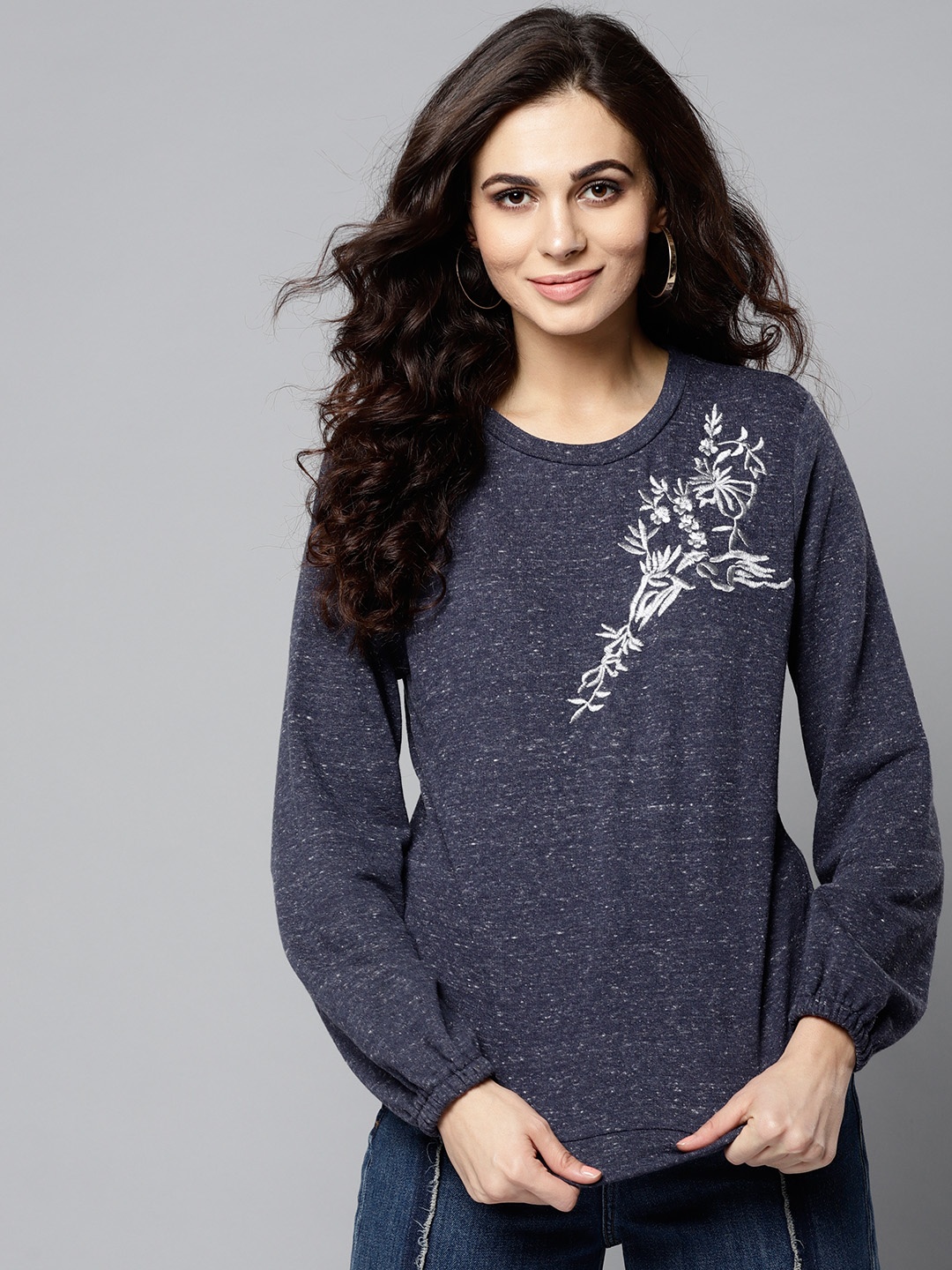 

RARE Women Navy Blue Solid Sweatshirt