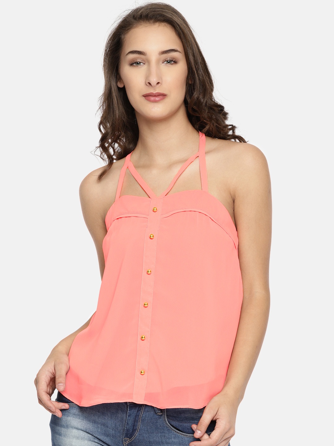

ROVING MODE Women Coral Solid Top