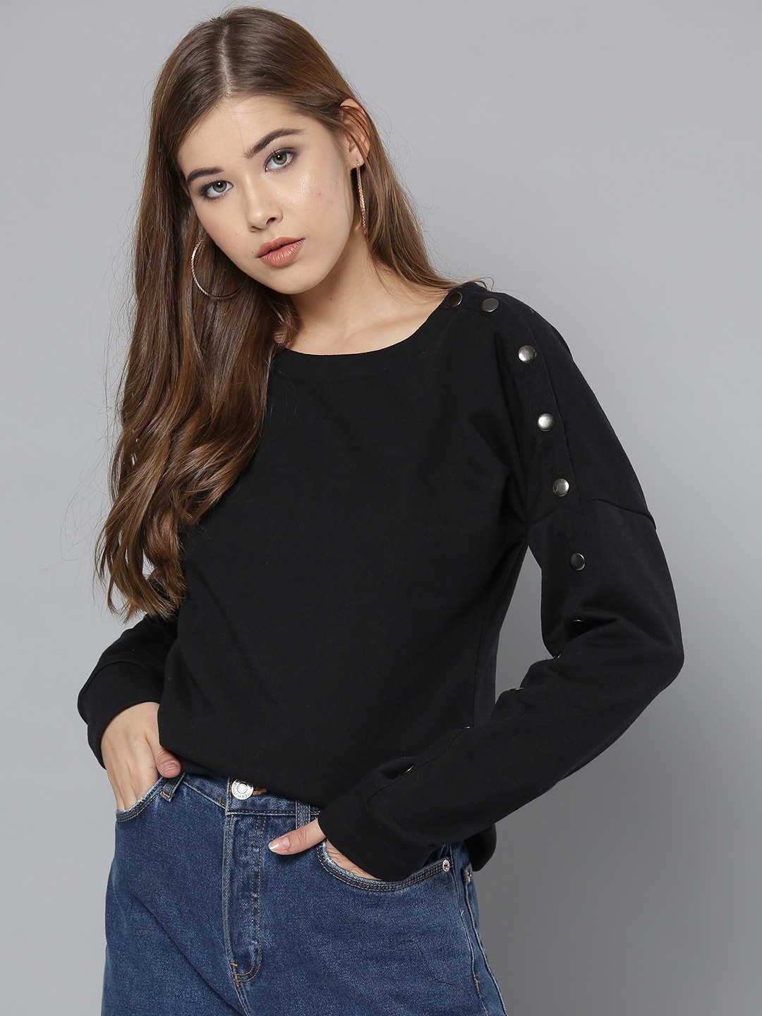 

Marie Claire Women Black Solid Sweatshirt