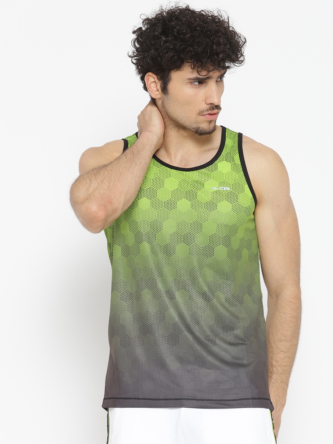 

Alcis Men Green Printed Round Neck Running T-shirt