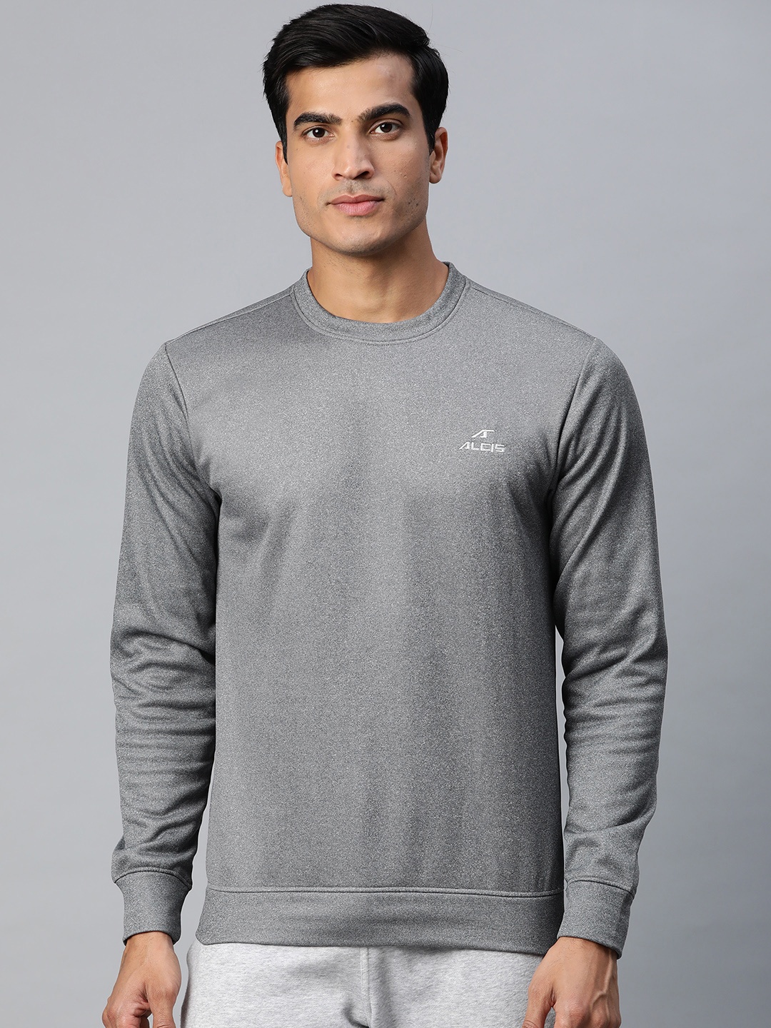 

Alcis Men Grey Solid Pullover Sweatshirt