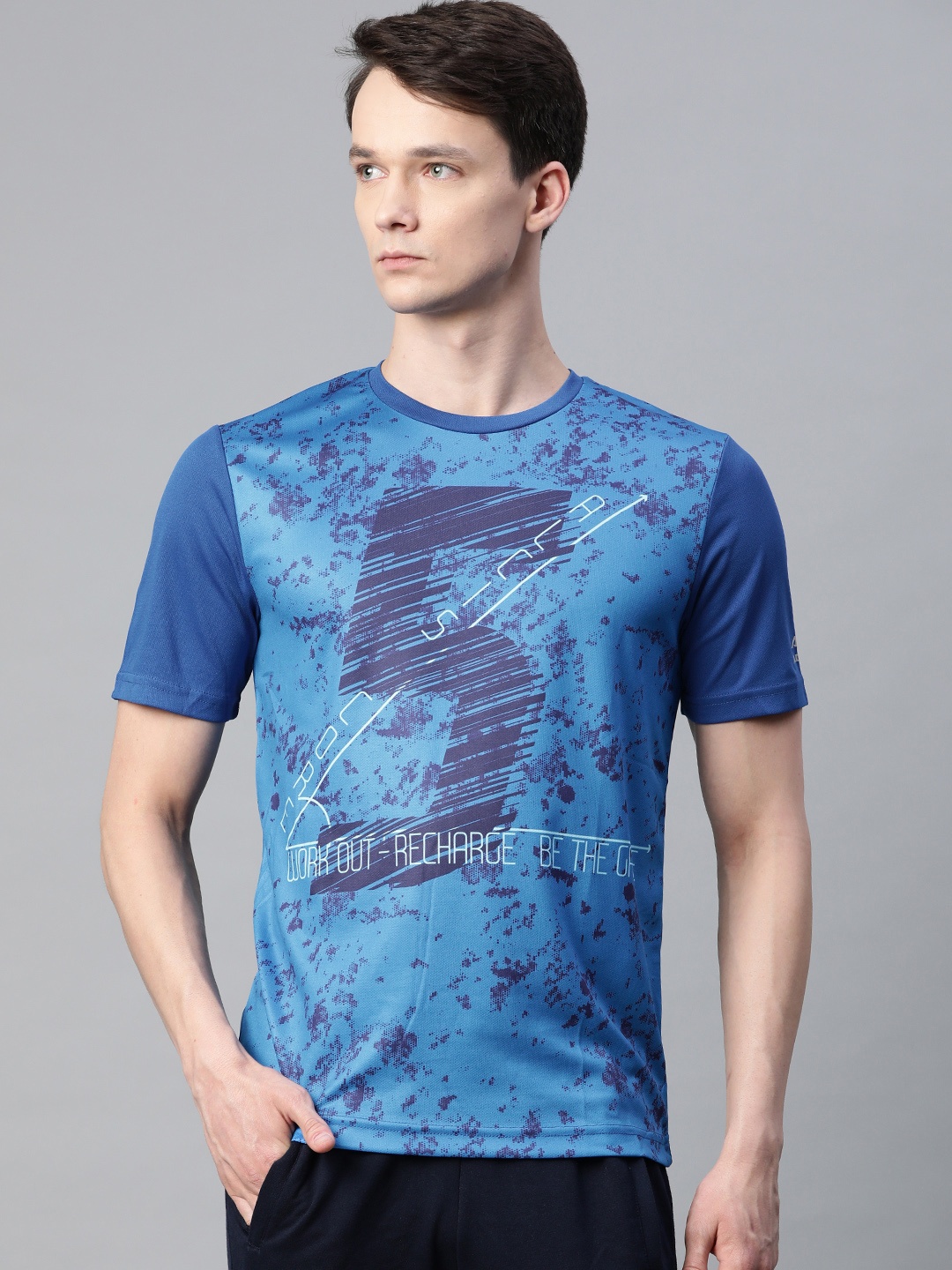 

Alcis Men Blue Printed Round Neck T-shirt