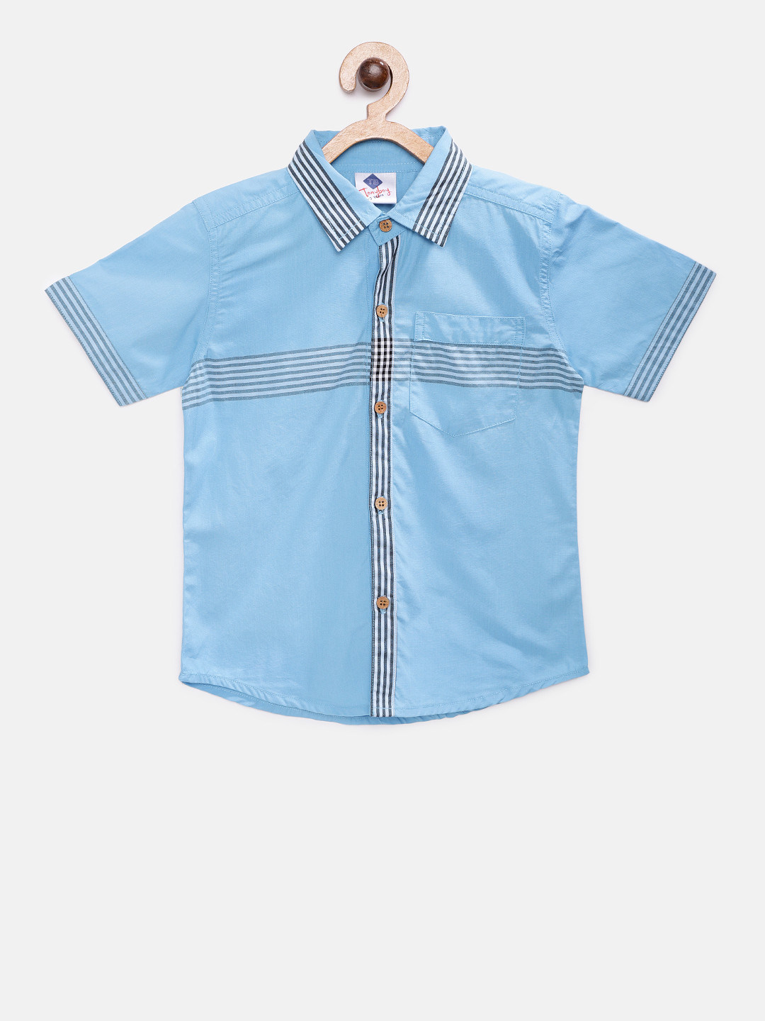 

TONYBOY Boys Blue Regular Fit Striped Party Shirt