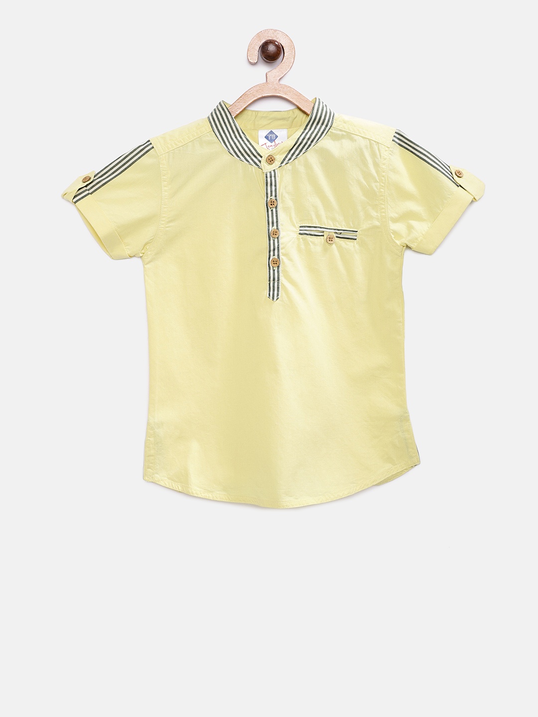 

TONYBOY Boys Yellow Regular Fit Solid Party Shirt