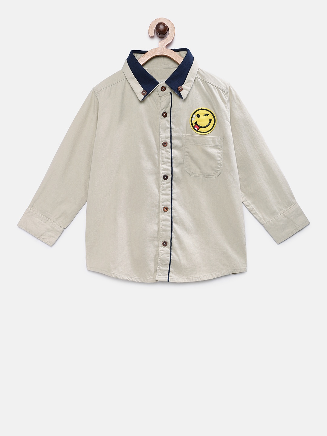 

TONYBOY Boys Beige Regular Fit Solid Shirt