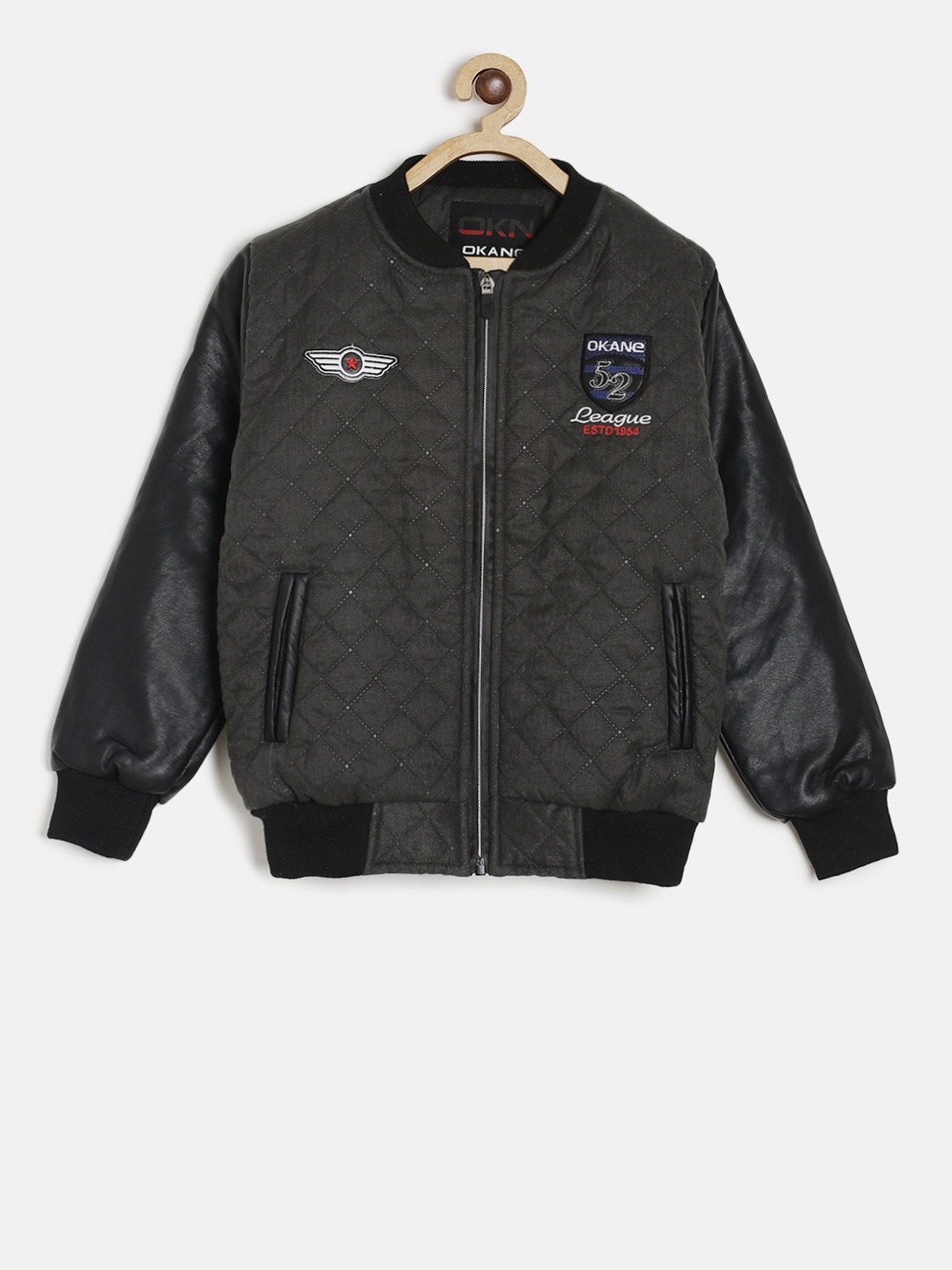 

Okane Boys Grey Solid Bomber Jacket