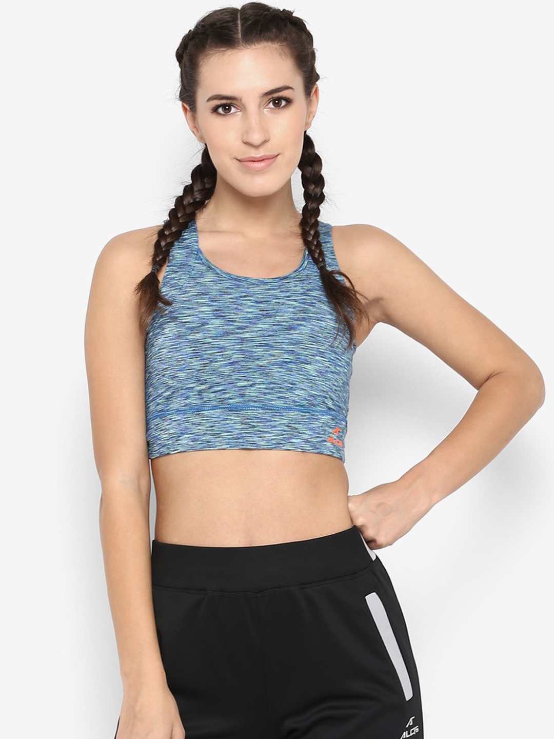 

Alcis Sea Green Printed Non-Wired Lightly Padded Sports Bra