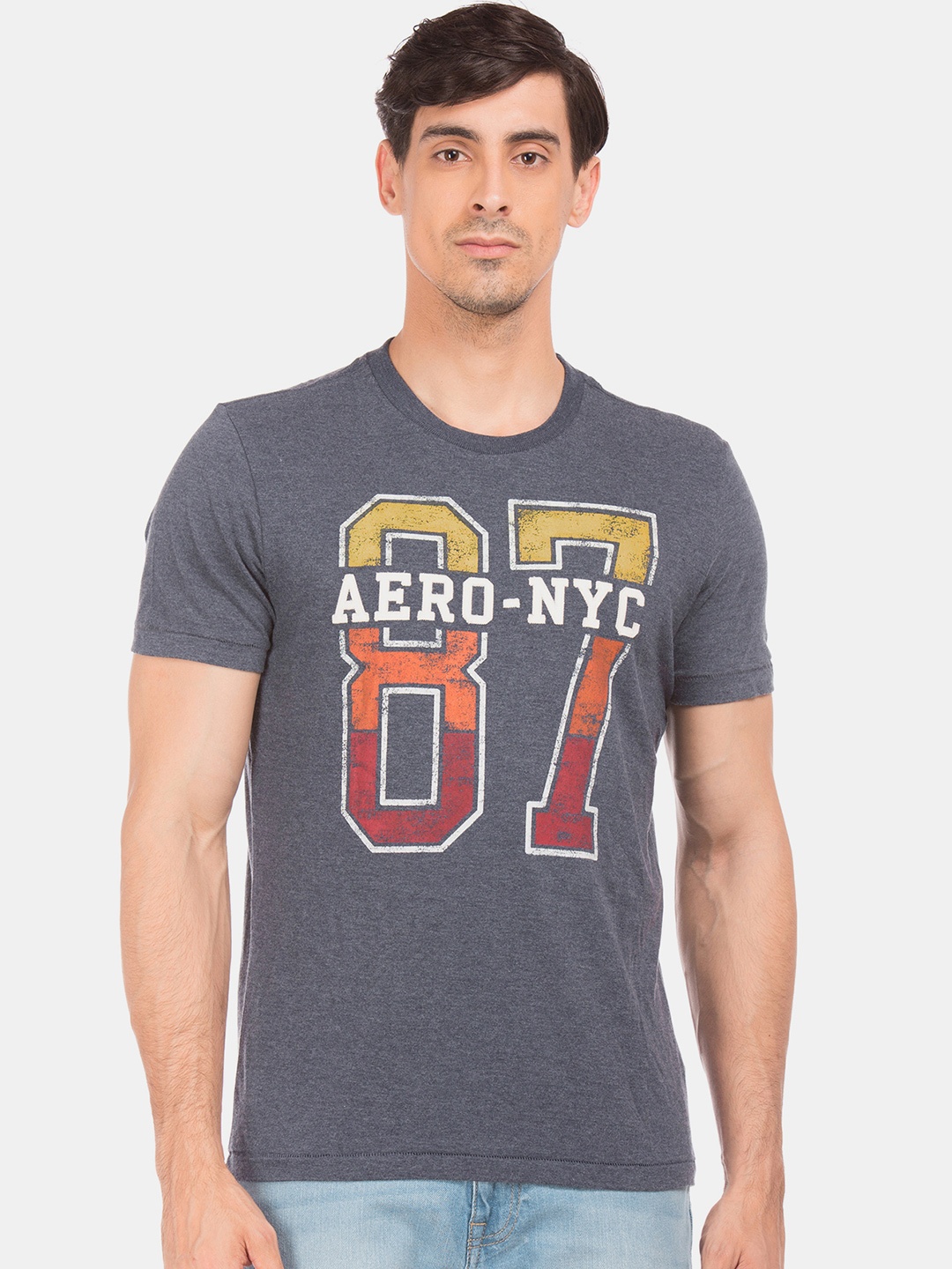 

Aeropostale Men Grey Varsity Print Round Neck T-shirt