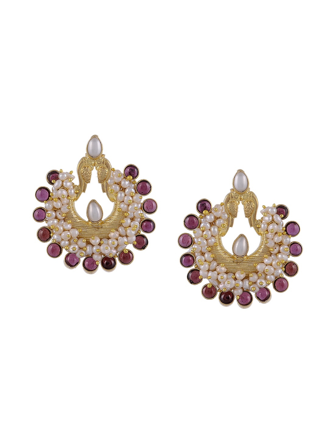 

Silvermerc Designs Gold-Plated & Red Handcrafted Circular Chandbalis